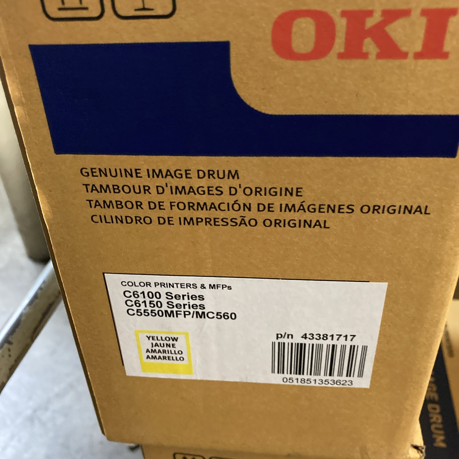 GENUINE OKI 43381717 Yellow Image Drum for OKI C6100 C6150 C5550MFP NEW