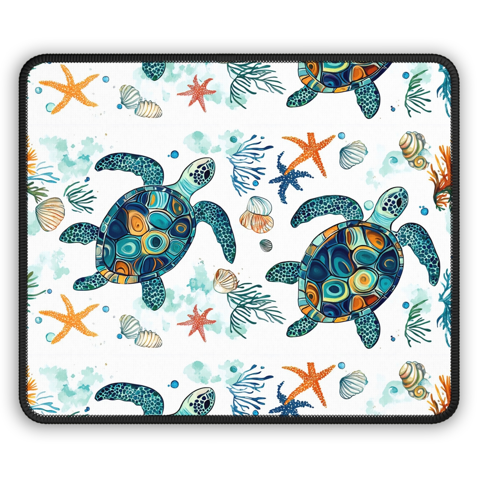 Colorful Turtle Gaming Mouse Pad, Ocean Themed Desk Accessory, Gamer Gift