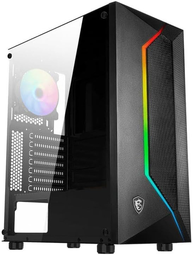 MSI Mid-Tower PC Gaming Case – Tempered Glass Side Panel – 1 X 120Mm Argb Fan –1