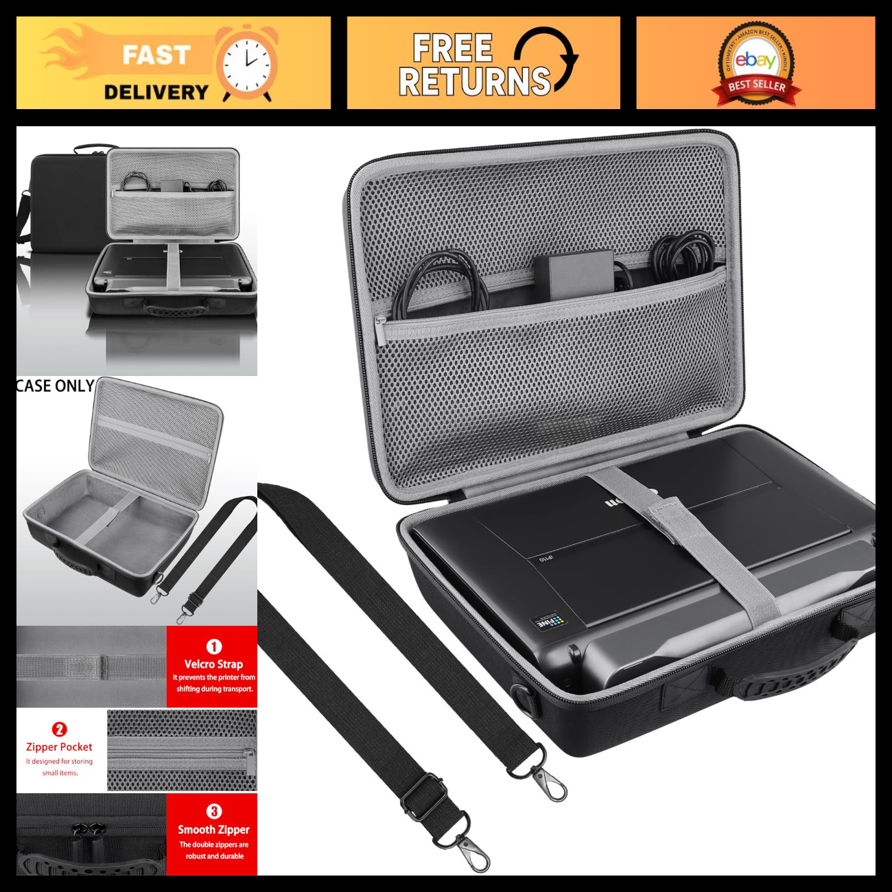 Travel Case for Canon PIXMA TR160 TR150 iP110 Printer - Durable, Portable, Black
