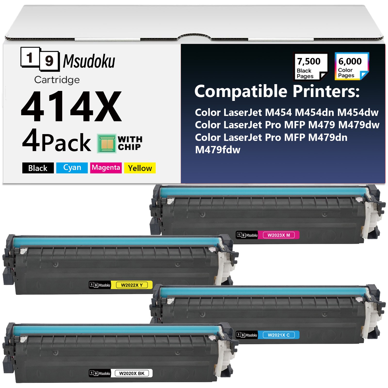 WITH CHIP W2020A W2020X Toner for HP 414A 414X Laserjet M454dw M479 M479fdw Lot