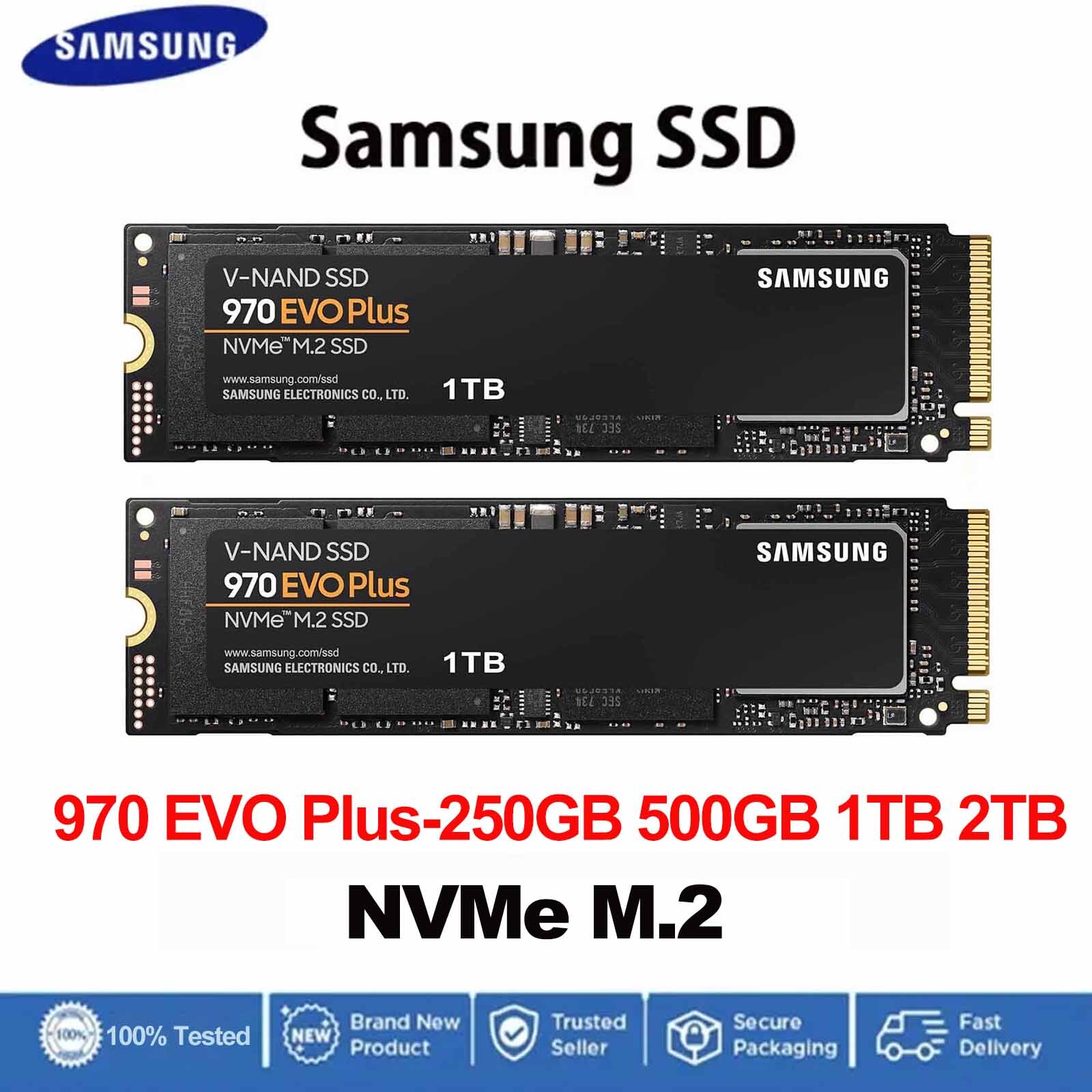 SAMSUNG SSD 970EVO Plus/980/990 PRO 250GB 500GB 1TB 2TB PCIe 3.0×4 NVMe M.2 Lot