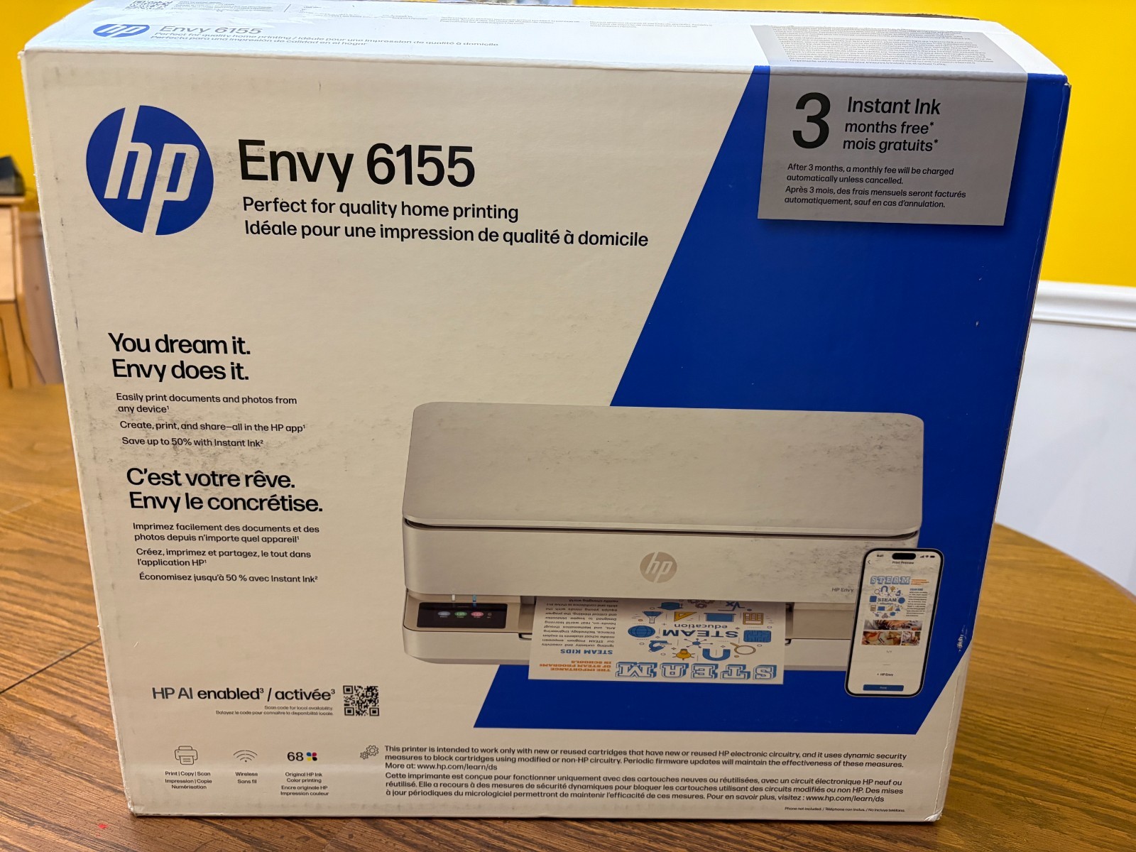 New 2025 HP Envy 6155 All-In-One AI-Capable Wireless Thermal Inkjet Printer
