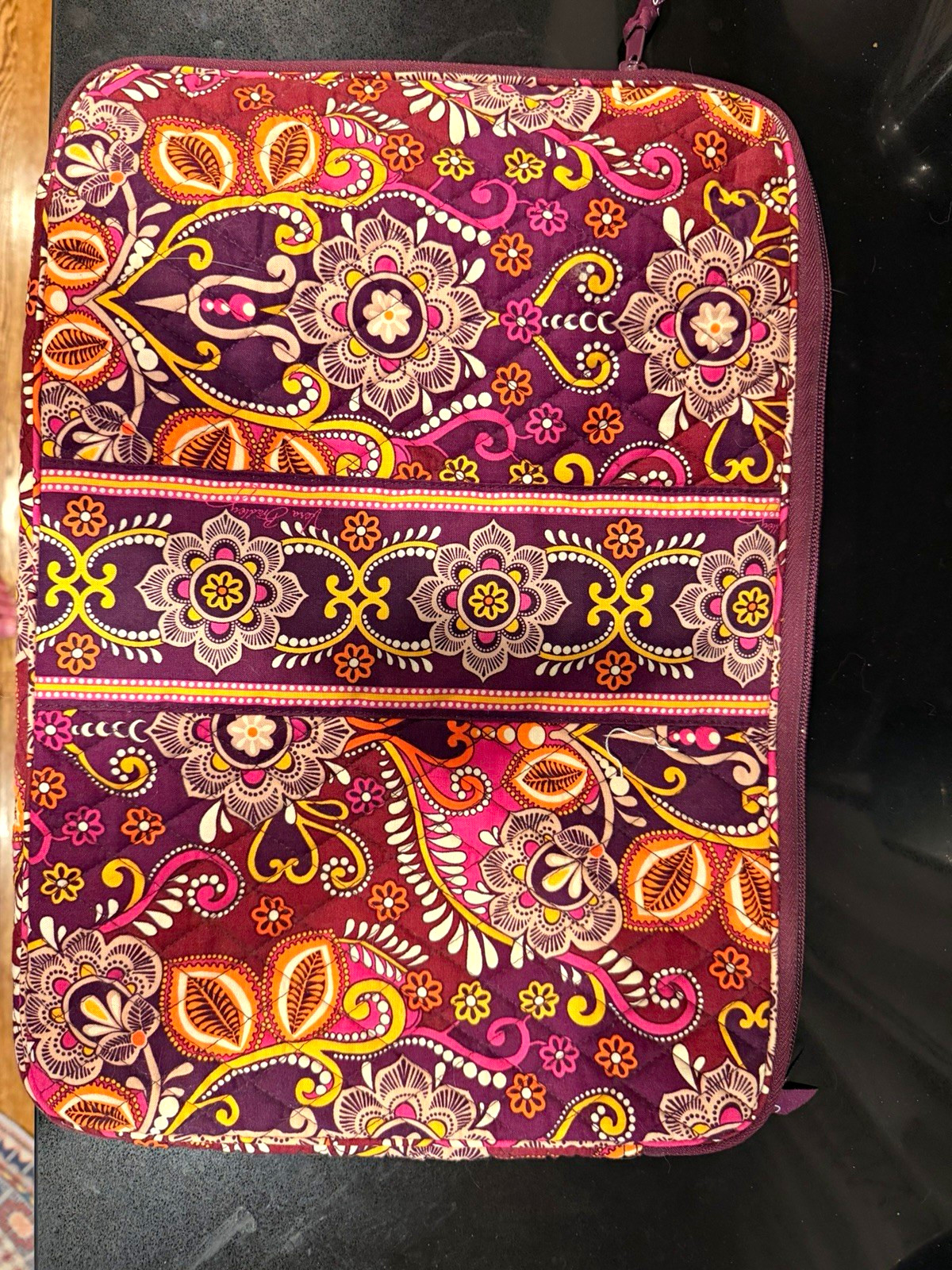 Vera Bradley 17" Laptop Sleeve Safari Sunset Quilted Purple Pink Floral Case