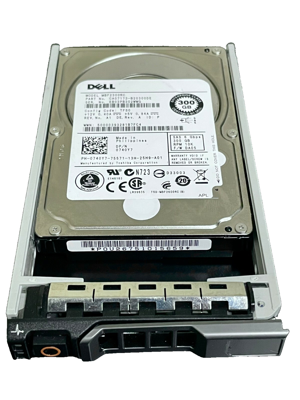 Dell 300GB 10K SAS 6Gb/s 2.5" SFF Enterprise HDD 740Y7 0740Y7 MBF2300RC