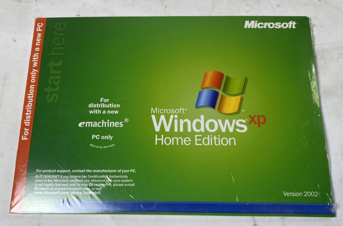 Microsoft Windows XP Home Edition 2002 FULL OS OEM For New HPQ PC Only Unopened