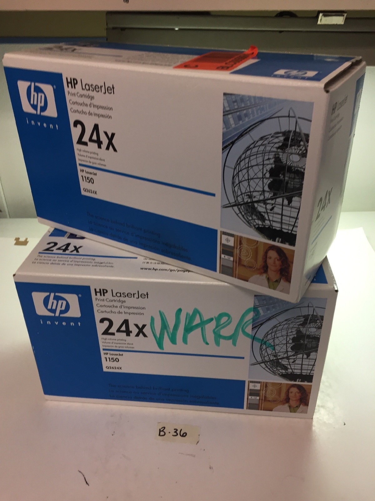 Lot of 2 NEW HP Hewlett Packard 24X Black Toner Cartridges Q2624X HP 1150