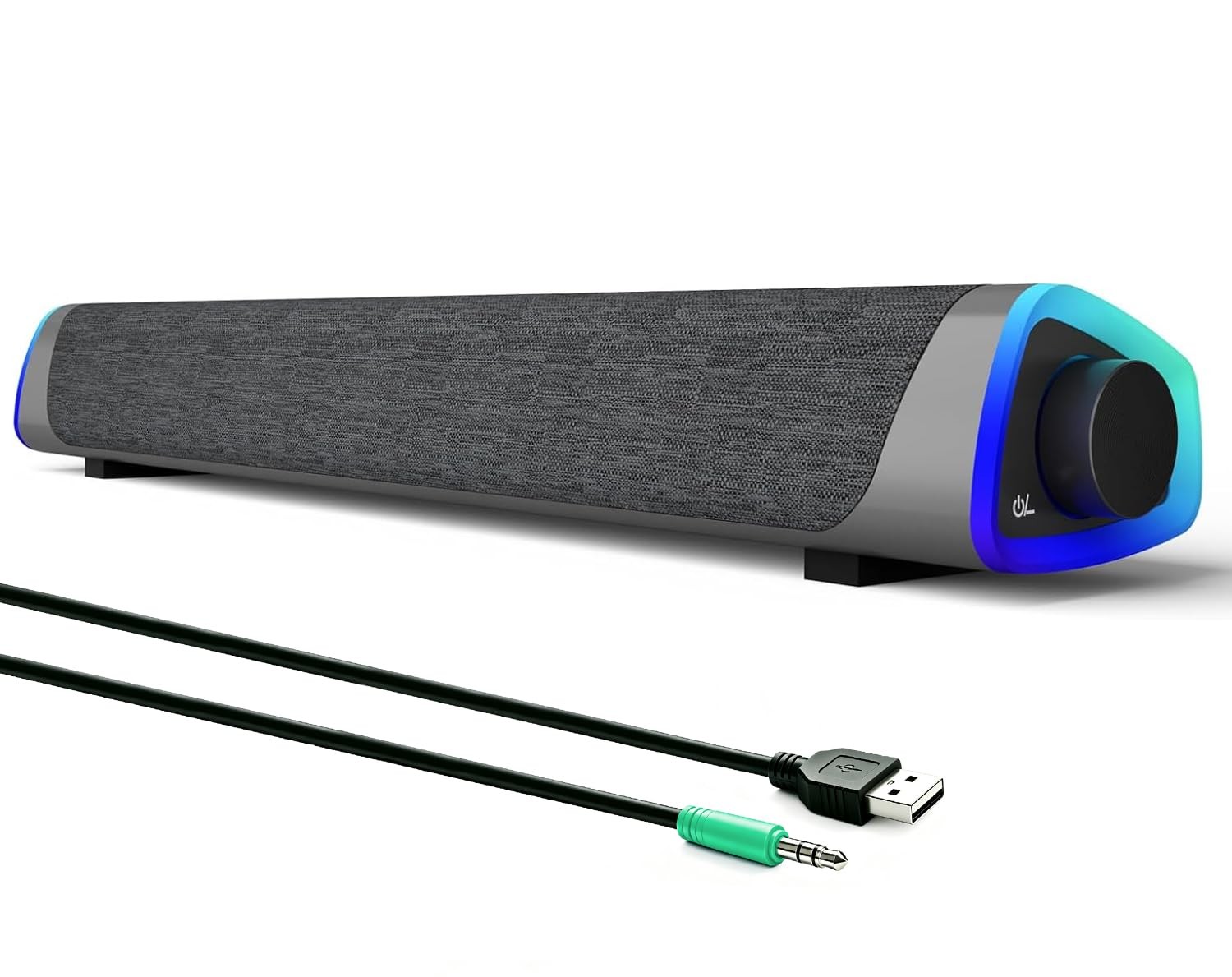 SOULION R30 Wired Computer Speakers 3.5mm Aux with Rotary Switch and LED Light