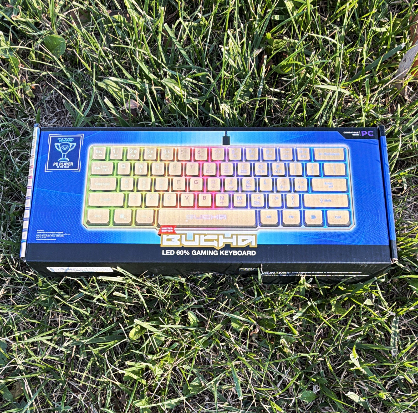 BUGHA 60% RGB Illuminated Gaming Keyboard Gold Wired USB Detachable Micro-USB