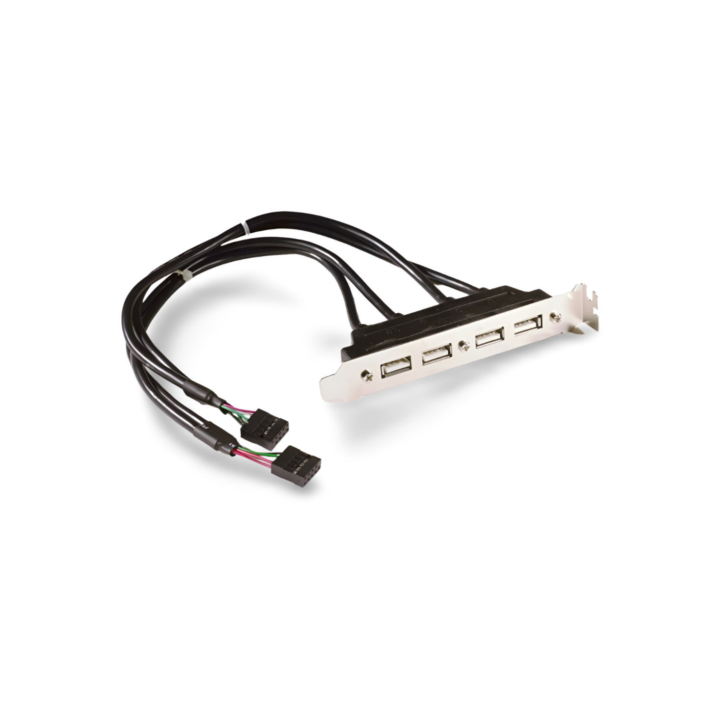 1ft Dual 9Pin Motherboard Header Quad 4 USB 2.0 Female Port Cable Rear Bracket