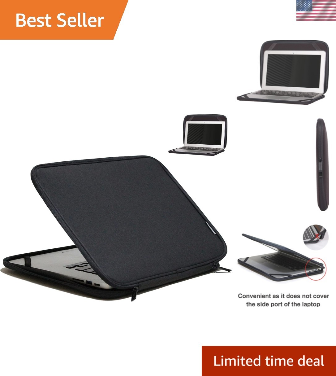 17.3 Inch Laptop Sleeve – Foldable, Soft Fabric, Enhanced Safety - Black