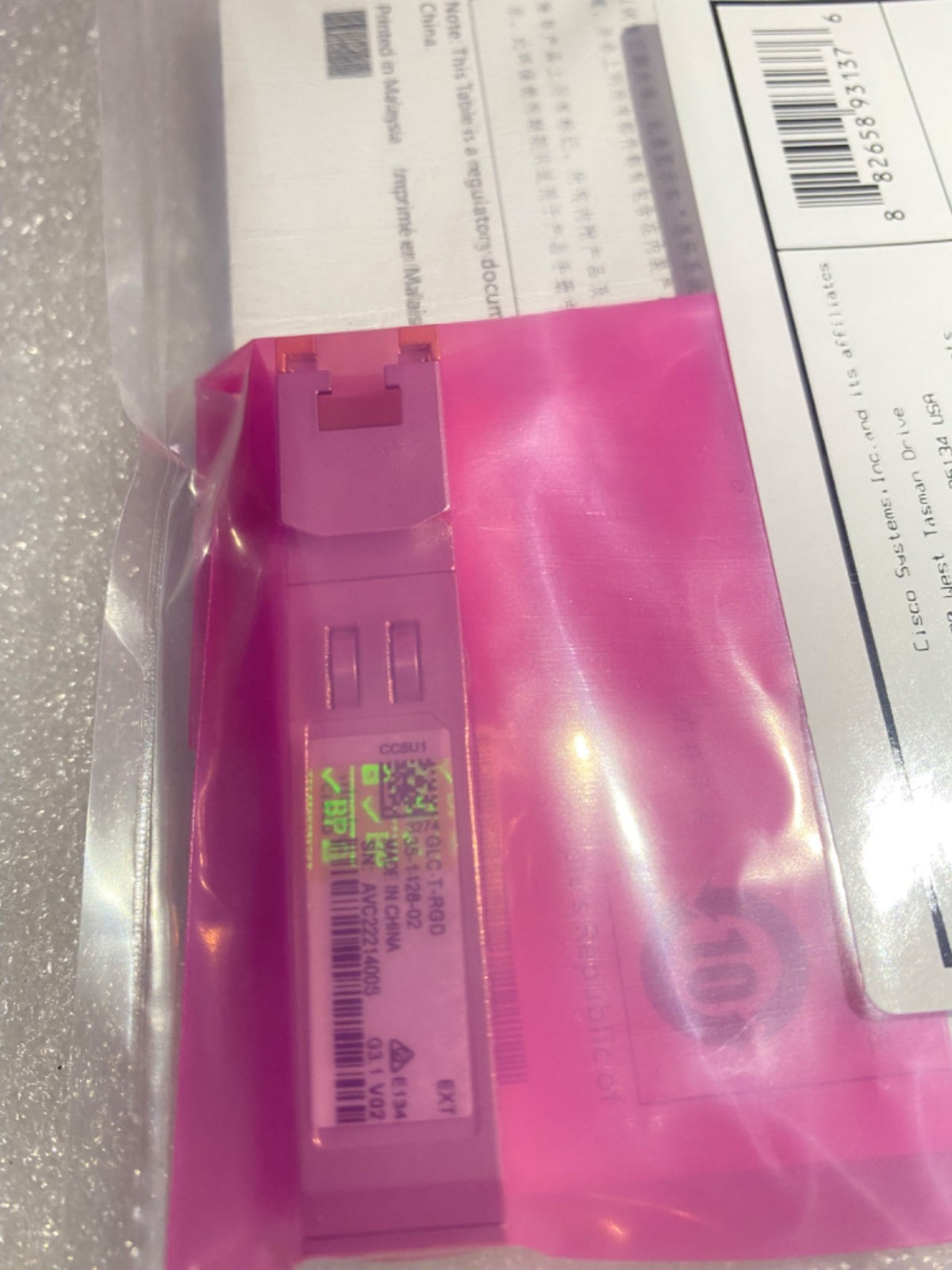 New Cisco GLC-T-RGD 1000BASE-T RJ45 100M SFP Transceiver Module hologram