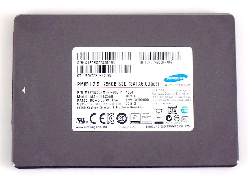 256GB HP 742038-002 Samsung PM851 SATA 6Gbps SSD 2.5" MZ7TE256HMHP-000H1