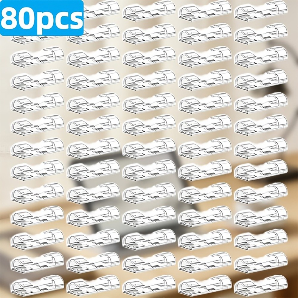 Transparent Adhesive Cable Clips 80pcs Cord Organizer for Home Office Wire Fixer