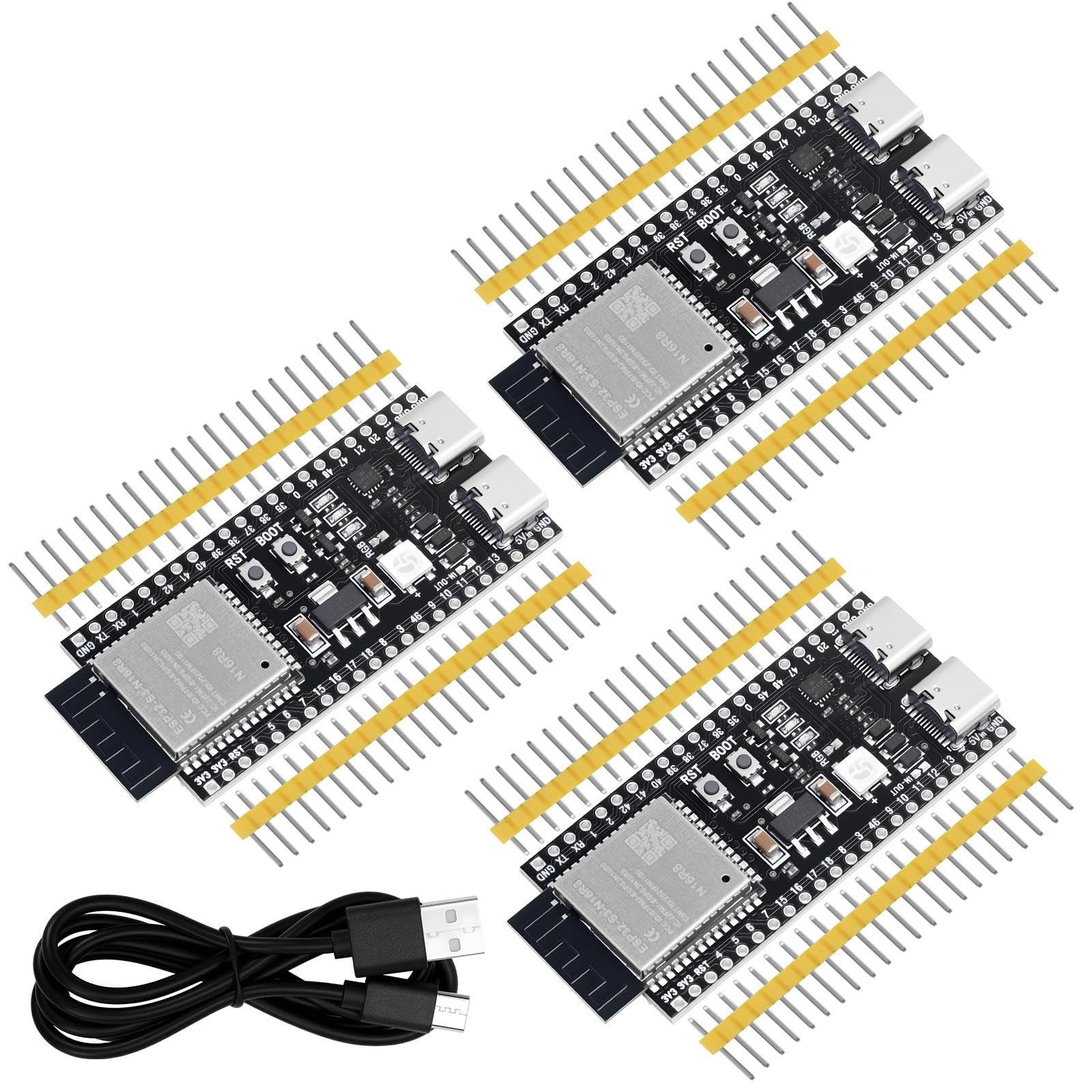 YELUFT 3pcs ESP32-S3-DevKitC-1-N16R8 Development Board Integrated 2.4GHz...