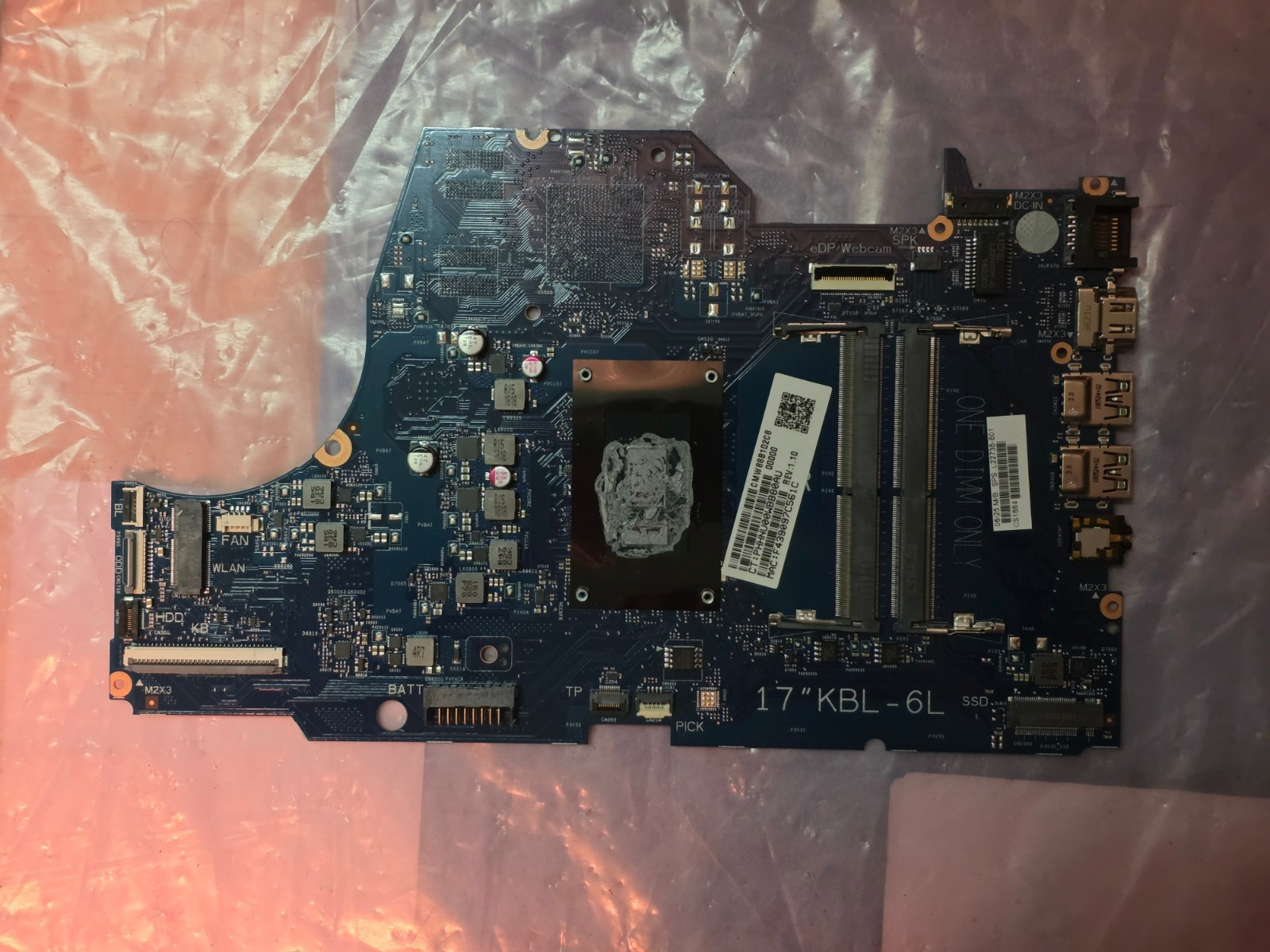 For HP 17-BY 17-BY00 Motherboard i5-8250U CPU L22736-601 6050A298270