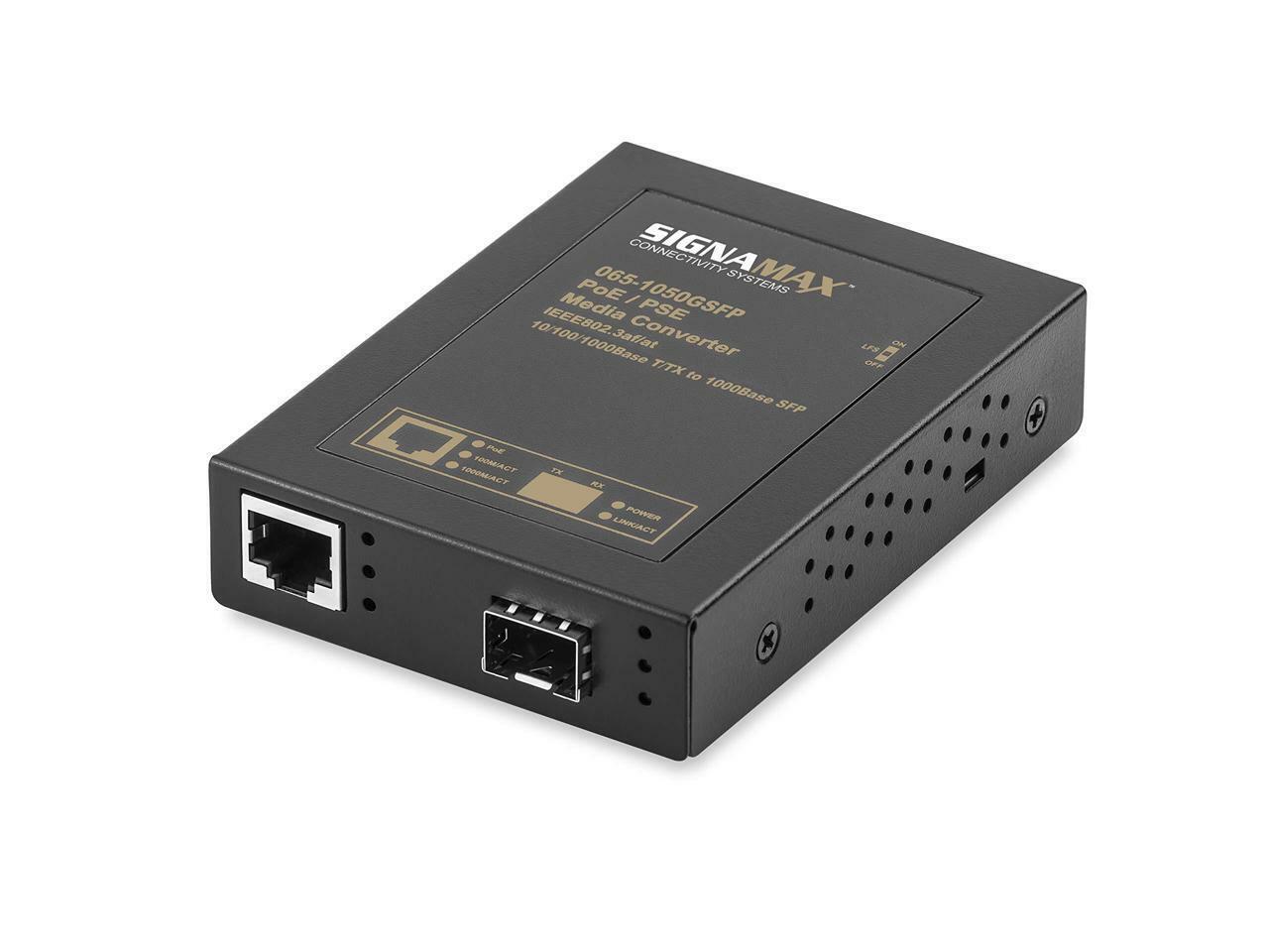 Signamax 065-1050GSFP PoE Media Converter 10/100/1000BaseT/TX 1000Base SFP