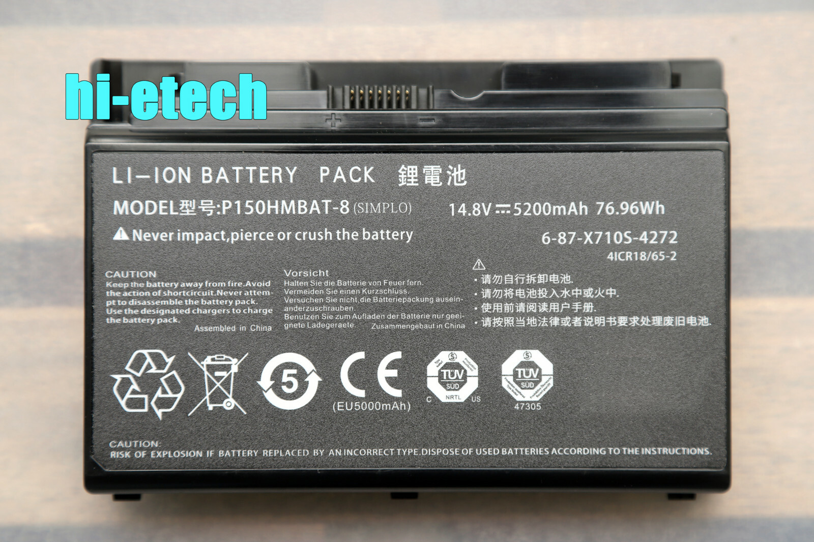 Genuine 6-87-X710S-4273 P150HMBAT-8 Battery for Clevo Sager NP8278 P150 P170EM