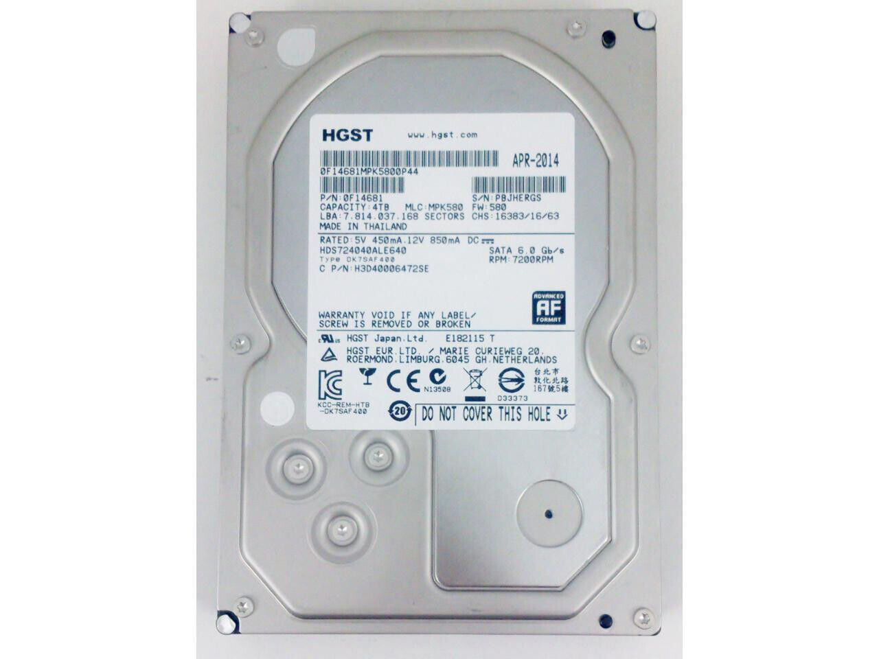 HGST Deskstar 3.5-Inch 4TB 7200 RPM SATA III 6Gbps 64MB Cache (0F14681)