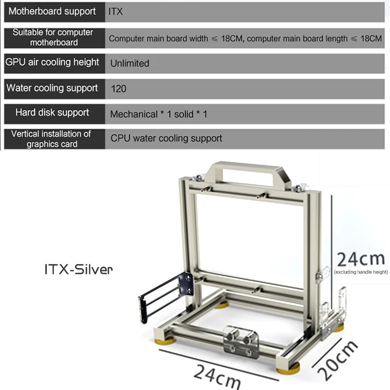 Cabinet ITX MATX ATX Chassis Aluminum Alloy Desktop Rack Case - Radiator 360mm
