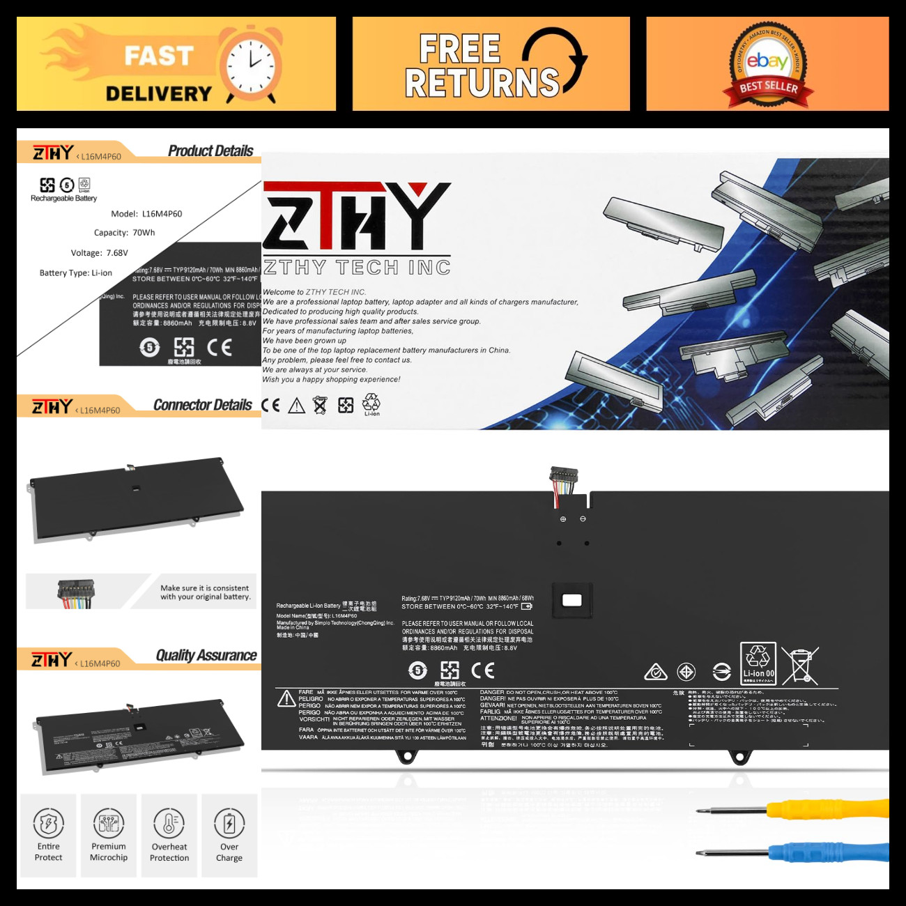 High-Capacity Laptop Battery for Lenovo Yoga 920, 6 Pro 13IKB - Reliable Power