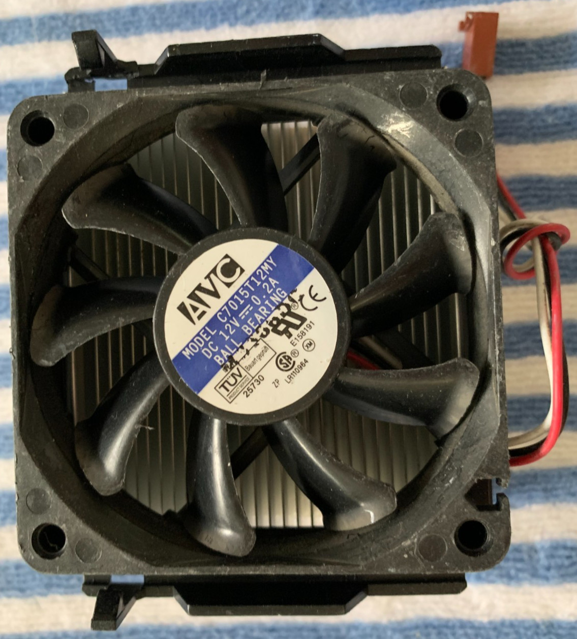 AVC C7015T12MY CPU Cooling Fan 12VDC .2A Ball Bearing w/Heat Sink 9-Blade 70mm.