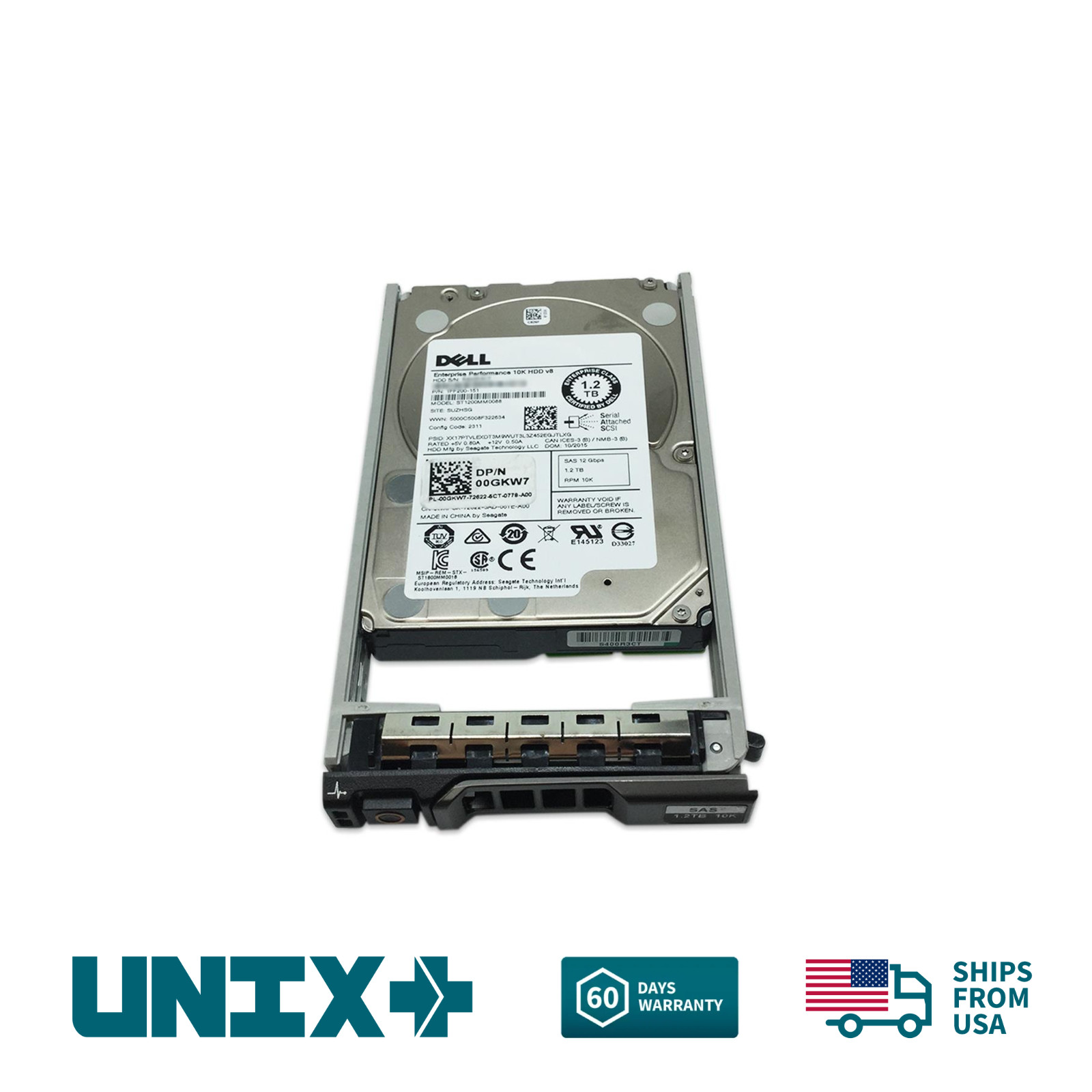 Dell 0GKW7 1.2TB SAS 2.5" 12Gbs 10K RPM Hard Disk Drive w/ Caddy for Dell Server