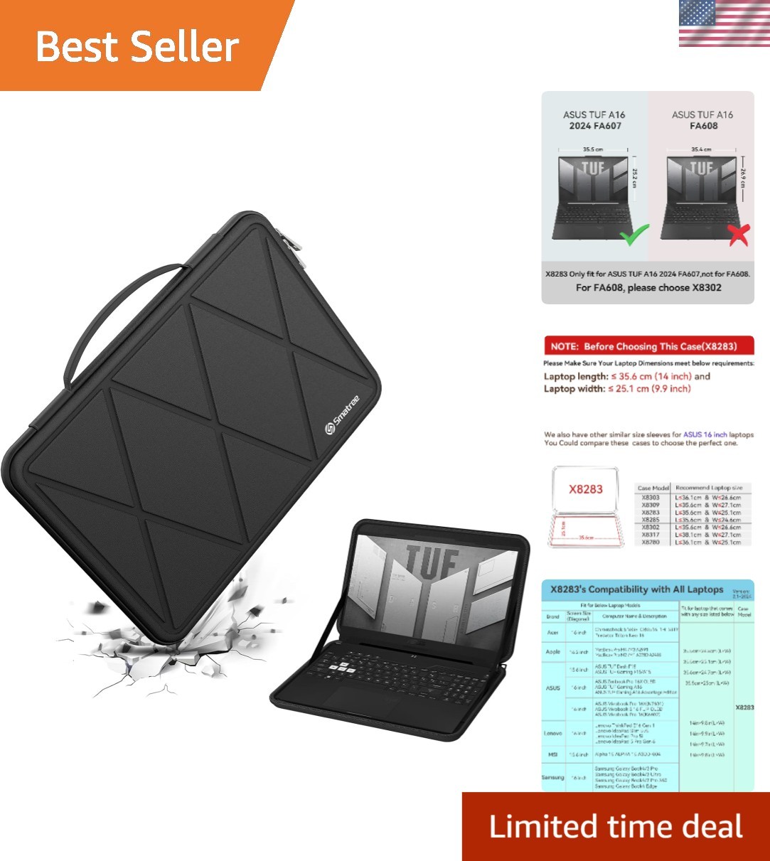 Luxury Water-Resistant EVA Sleeve for 16-Inch ASUS TUF F16/A16 - Diamond Pattern