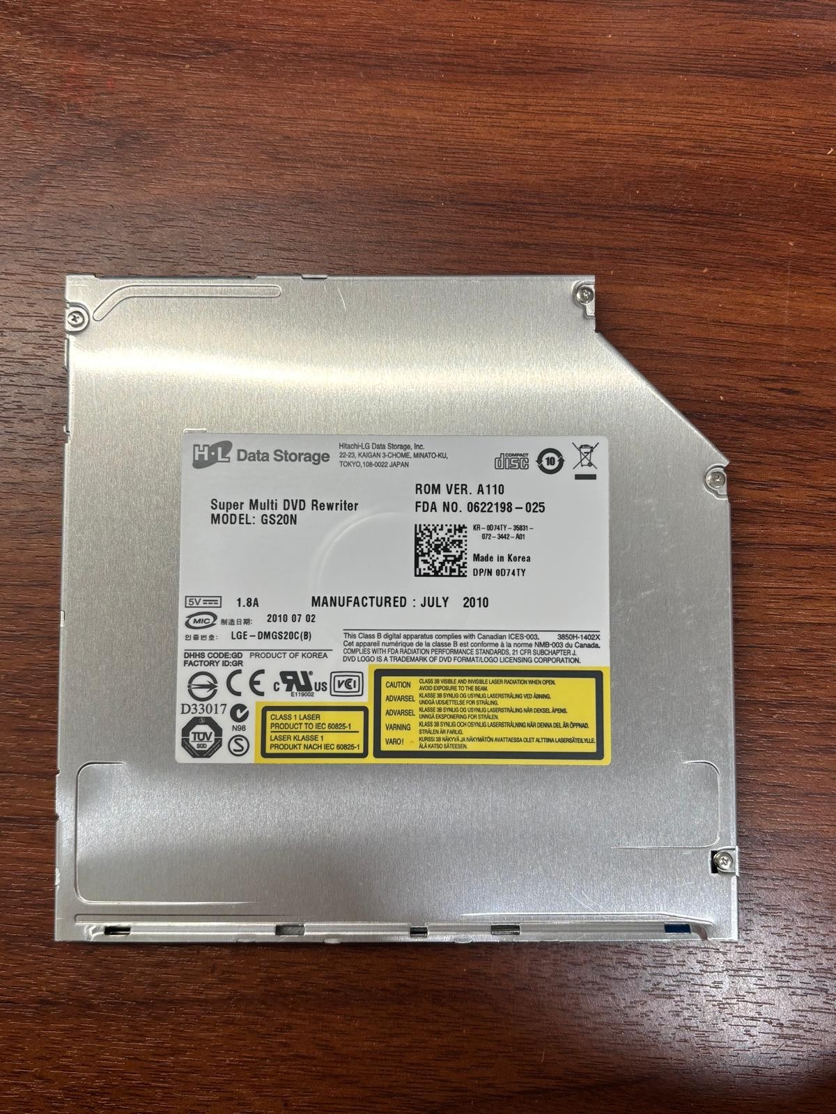 LG/HL Writer GS20N 8X SATA Slim Super-Multi DVD+/-RW Internal Drive Ver.A100 NEW