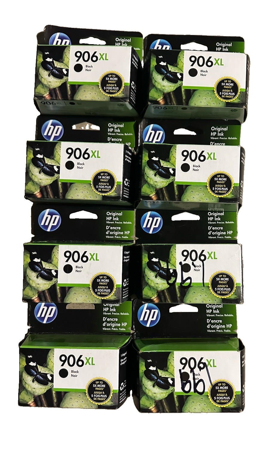 Lot of 8 Genuine HP 906XL Black Ink Cartridges OEM Expired 2021 2022 Sealed