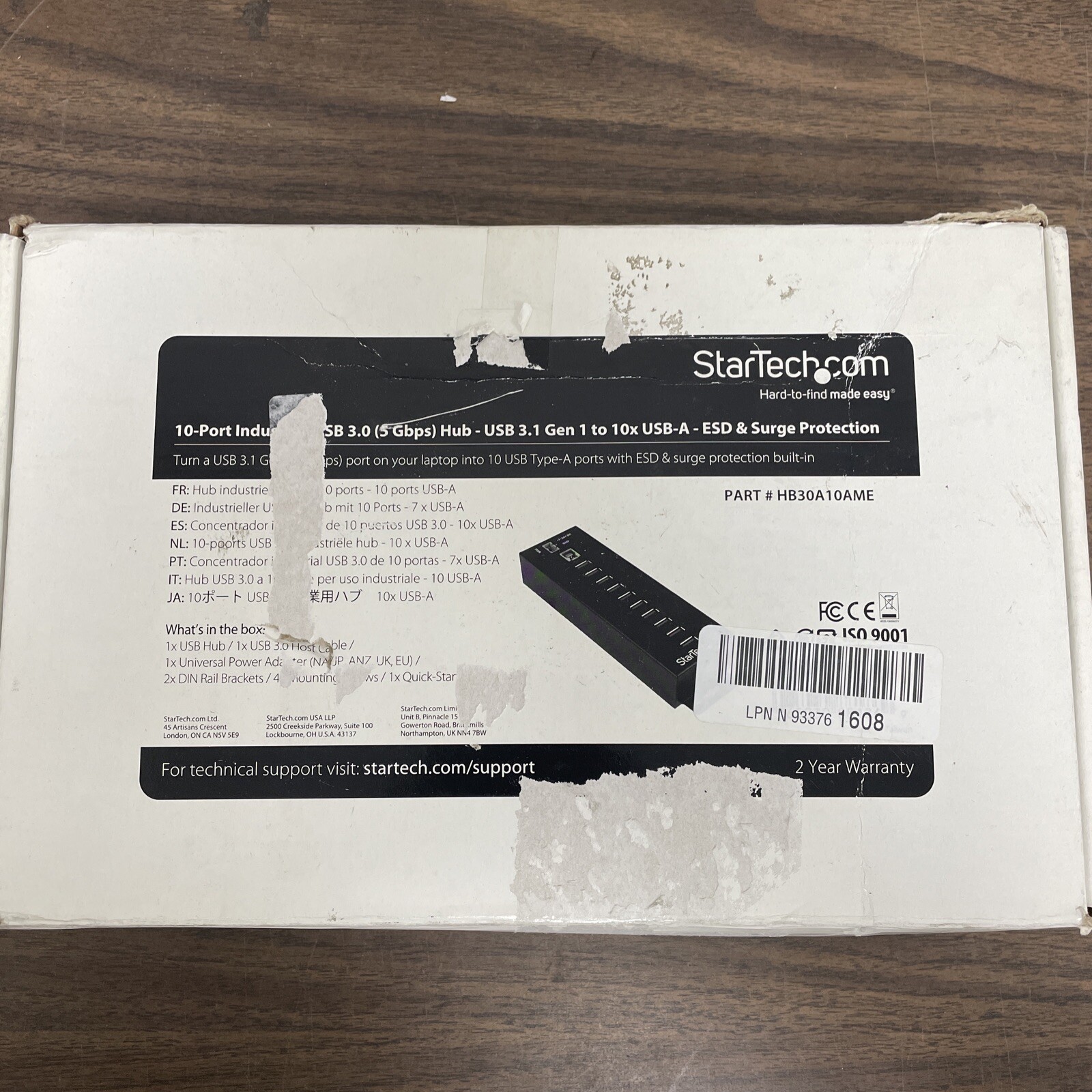 StarTech.com ST1030USBM 10 Port USB 3.0 Hub - Industrial - ESD and Surge Protect