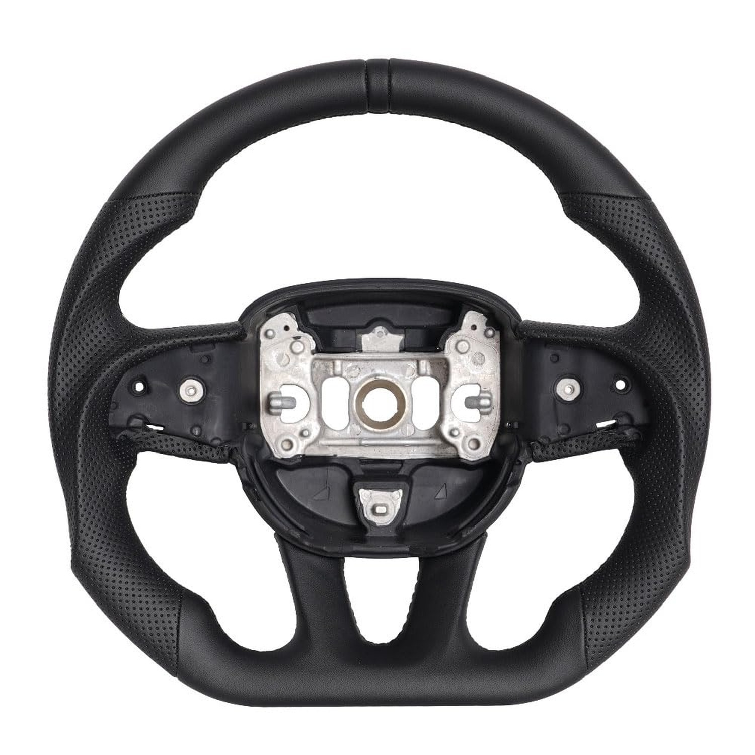 Full Leather Steering Wheel, D-shaped Perfoated Leather Grip Steering Wheel F...