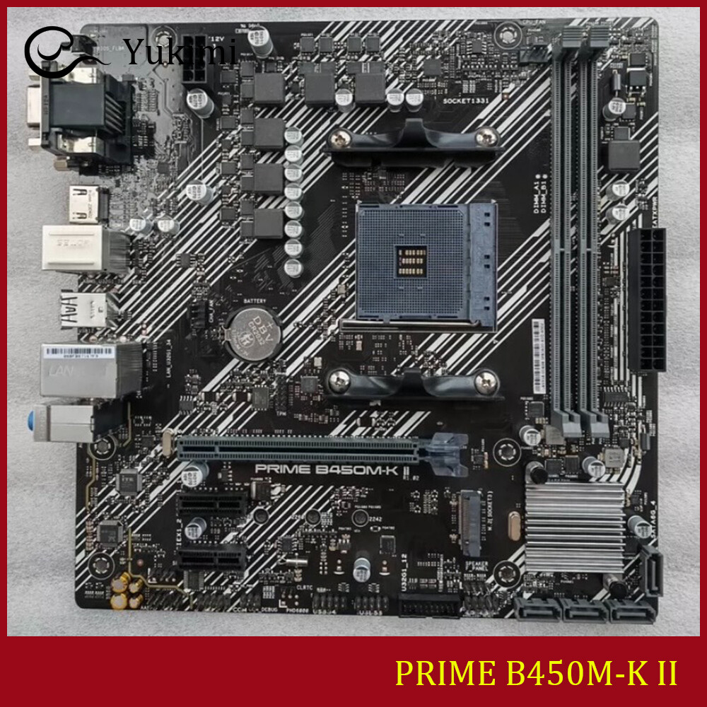FOR ASUS PRIME B450M-K II DDR4*2 32GB HDMI 2.0b DVI-D D-Sub mATX Motherboard