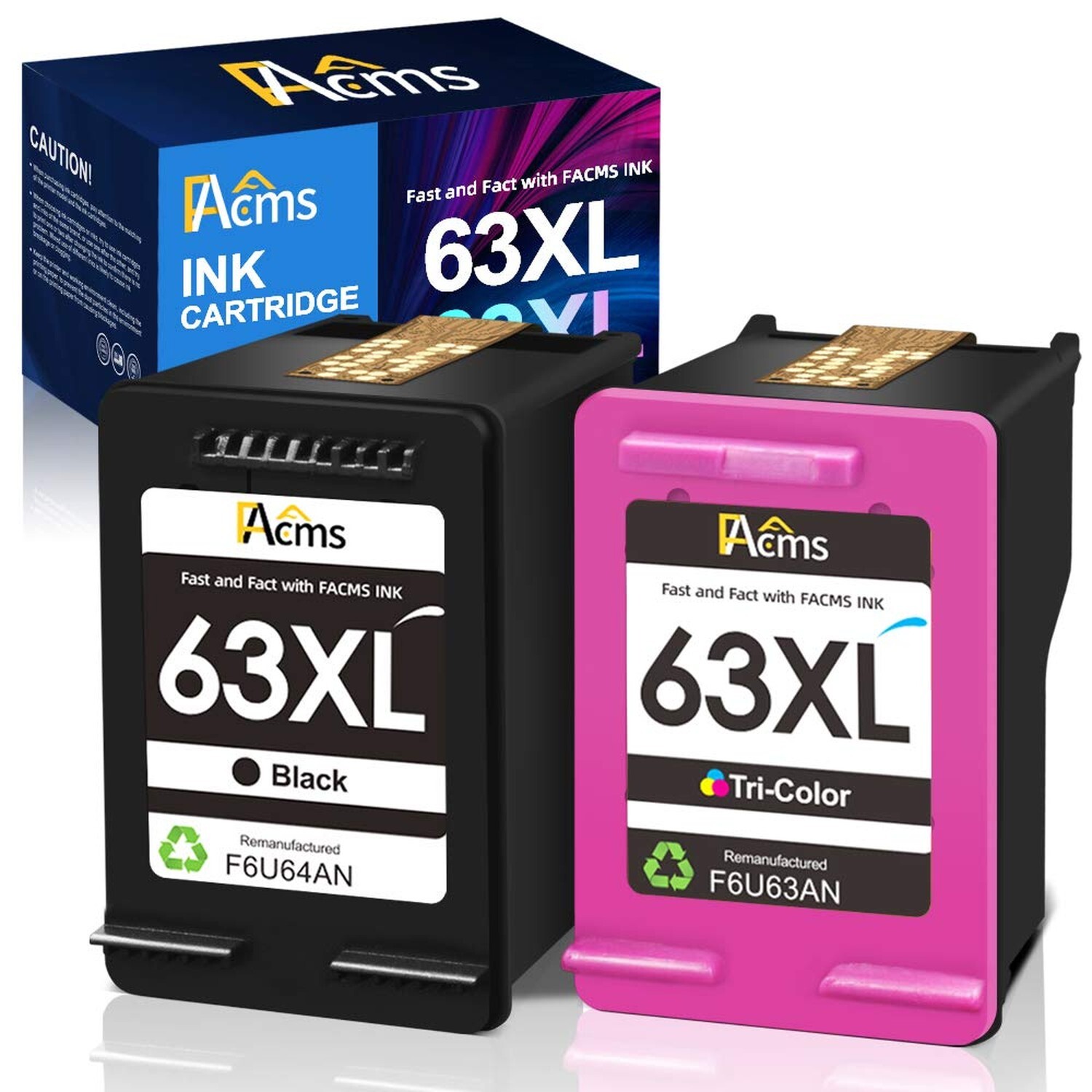FACMS Remanufactured Ink Cartridge Replacement for HP 63 63XL 63XL for Envy 4...