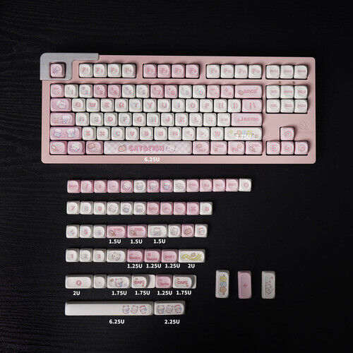 MOA Cat Pink 140 Keys Keyboard Keycap Cute Personality PBT Thermal Sublimation