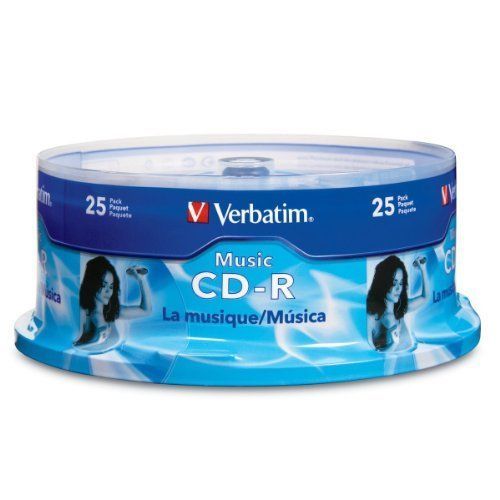25 VERBATIM Music CD-R 40X  Branded Logo 700MB Audio Media Disc Spindle 96155