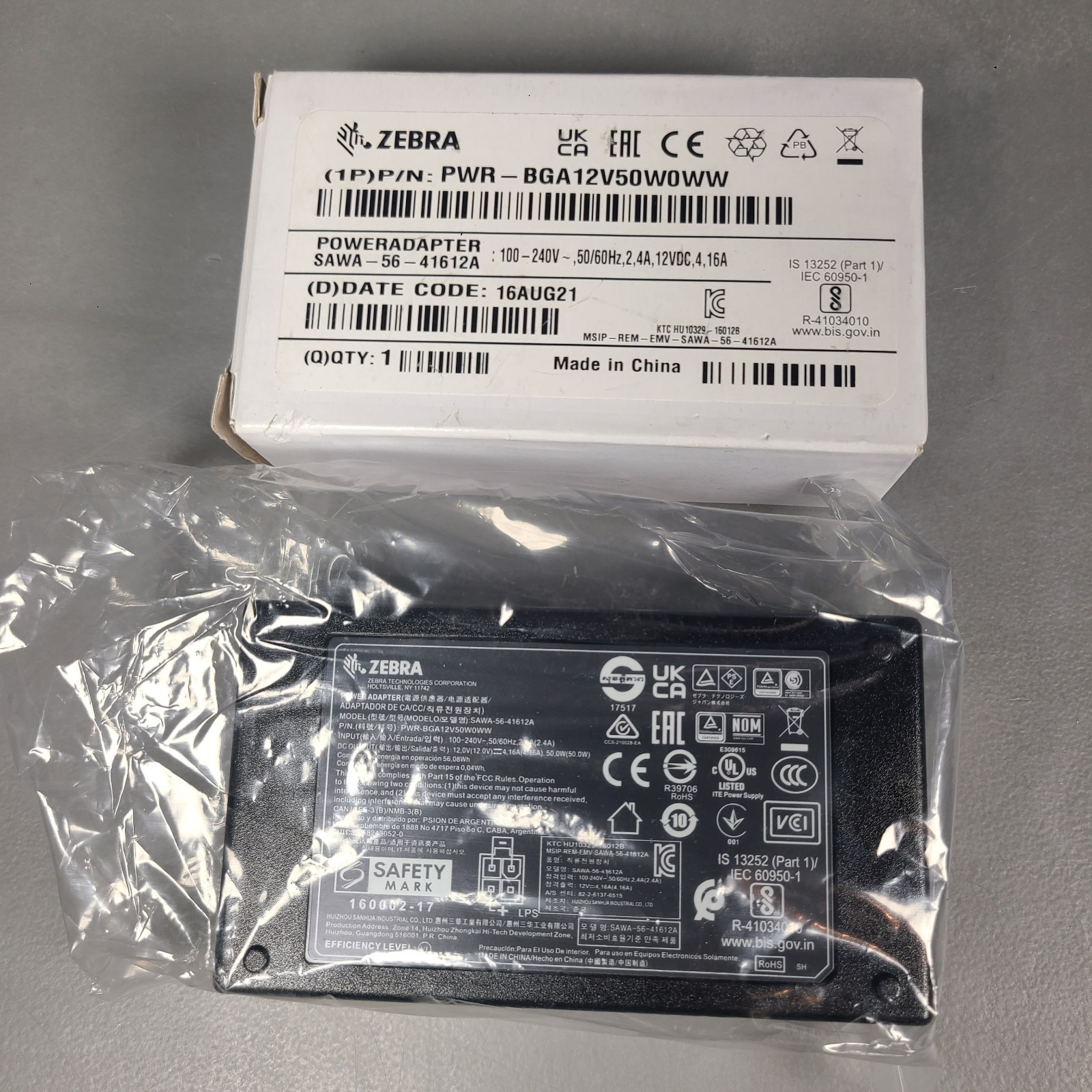 Zebra PWR-BGA12V50W0WW AC Power Adapter 12V 4.16A 50W OEM SAWA-56-41612A