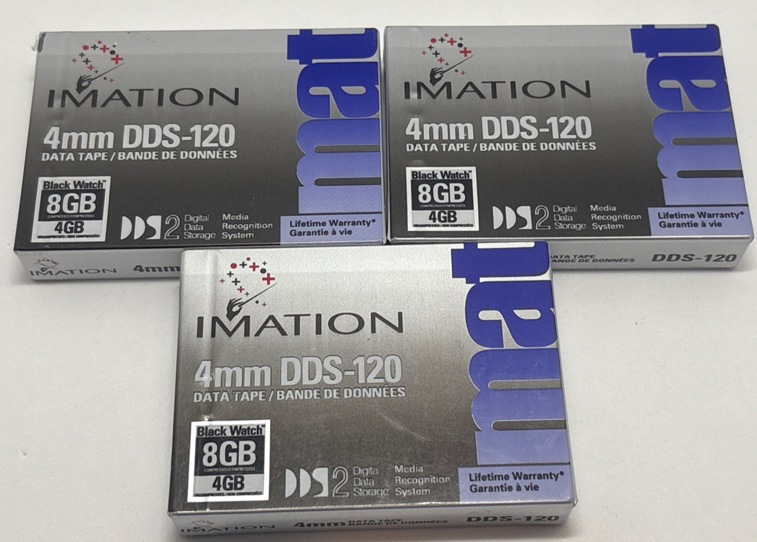 Imation DDS-120 4mm DDS2 Data Tape Cartridge 4GB/8GB Lot of 3 New Sealed