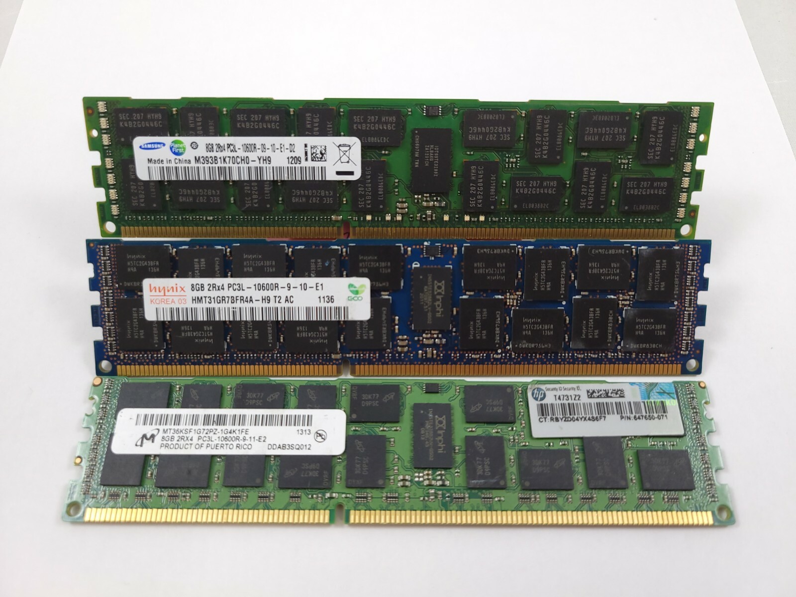 LOT 8 MAJOR BRAND 8GB 2Rx4 DDR3 PC3L-10600 1333MHZ 1.35V ECC REG DIMM MEMORY RAM