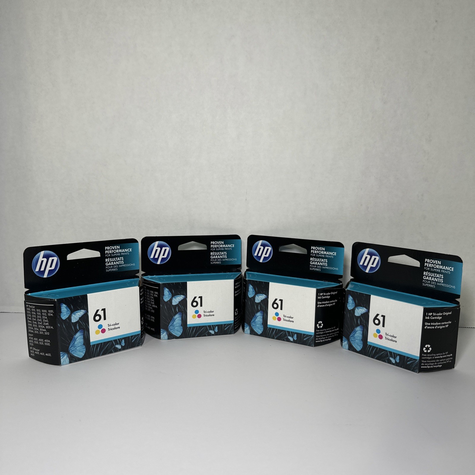 Genuine 4-pack HP 61 Black & Tri-color Ink Cartridges CR259FN#140 SEALED 2017
