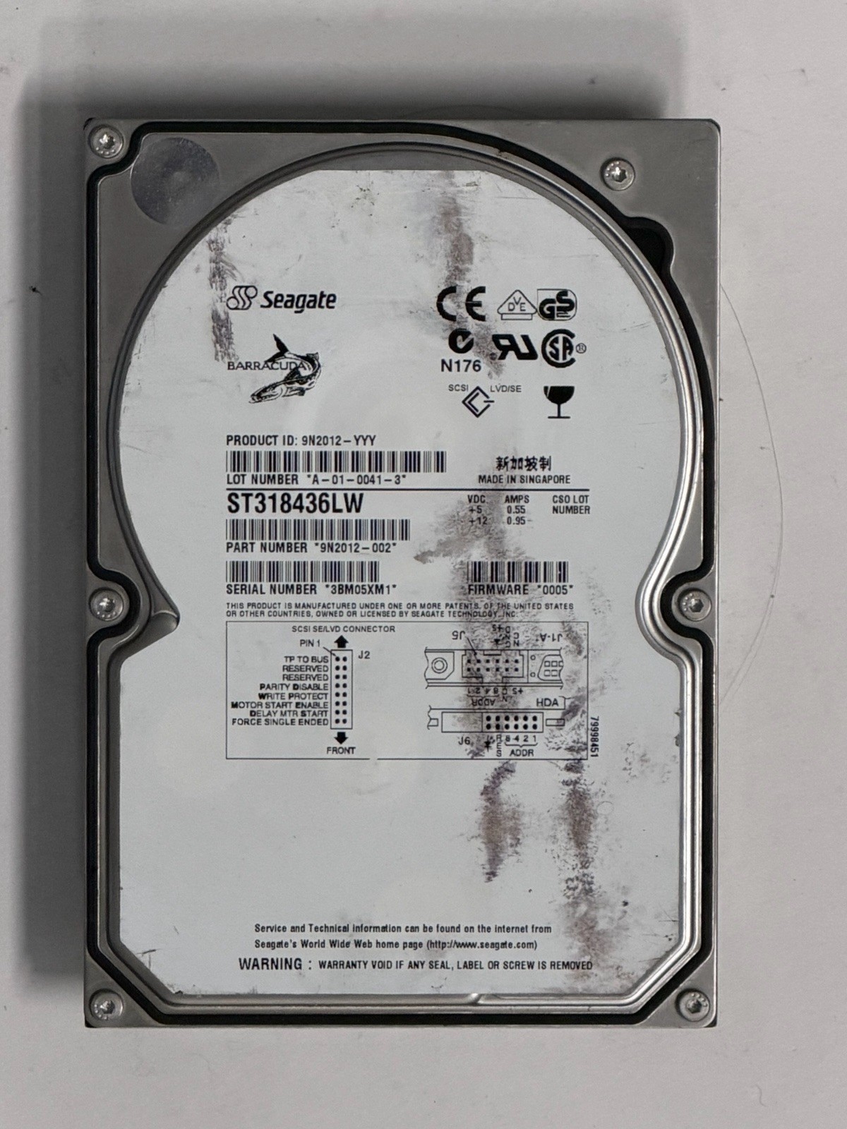 Seagate ST318436LW 9N2012-002 18GB 7200 RPM SCSI Hard Drive TESTED
