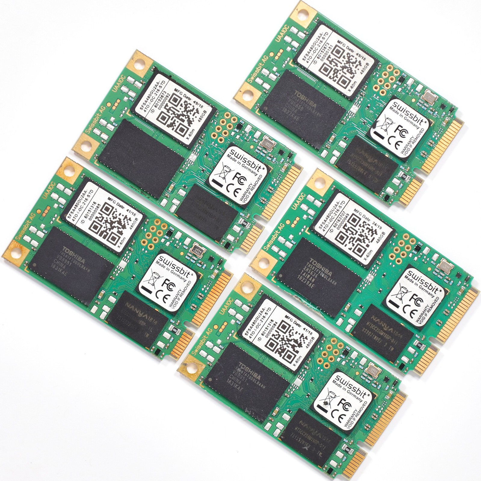 (Lot of 5) Swissbit X-60m 480GB mSATA 6 Gb/s Industrial SSD SFSA480GU2/4AA4TO
