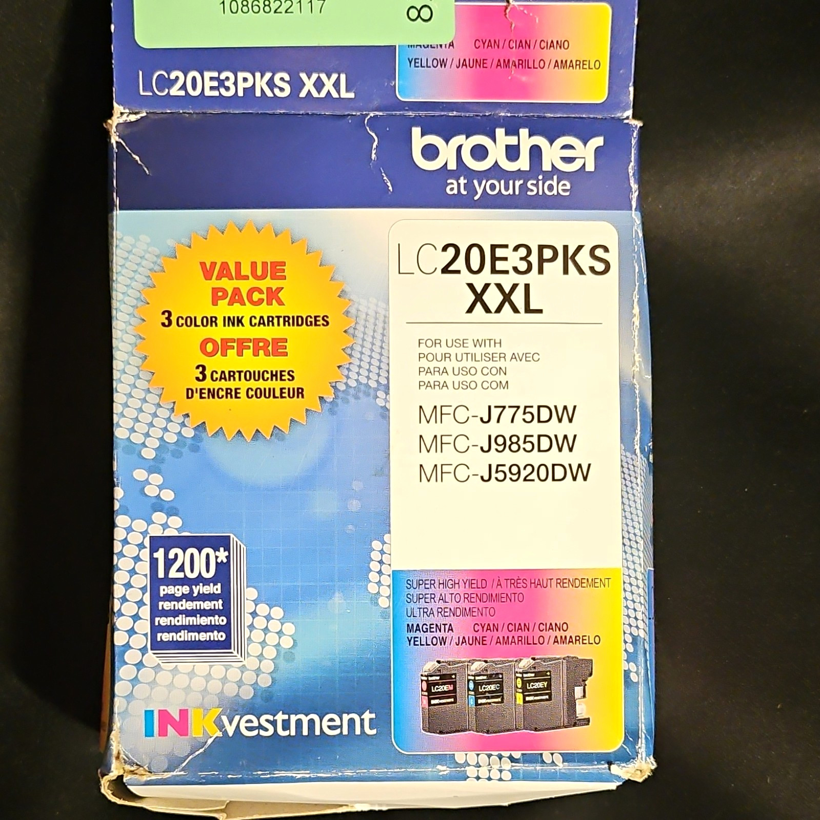 Brother Genuine INKvestment LC20E3PKS XXL Ink Cartridges CMY 3-Pack Inkjet
