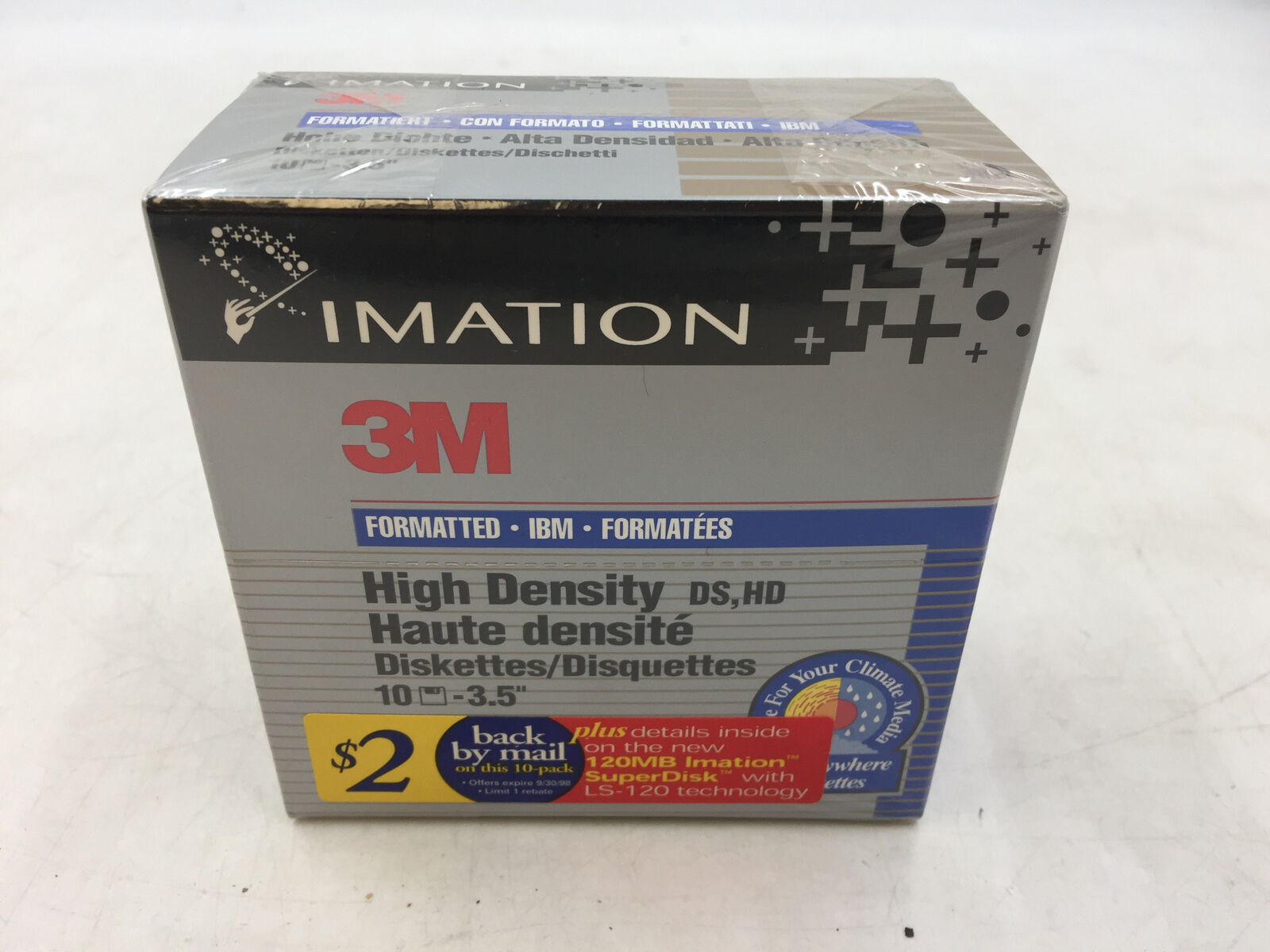 3M IMATION High Density Diskettes 1.44MB 3.55” 10 Pack IBM Formatted DS HD Disk