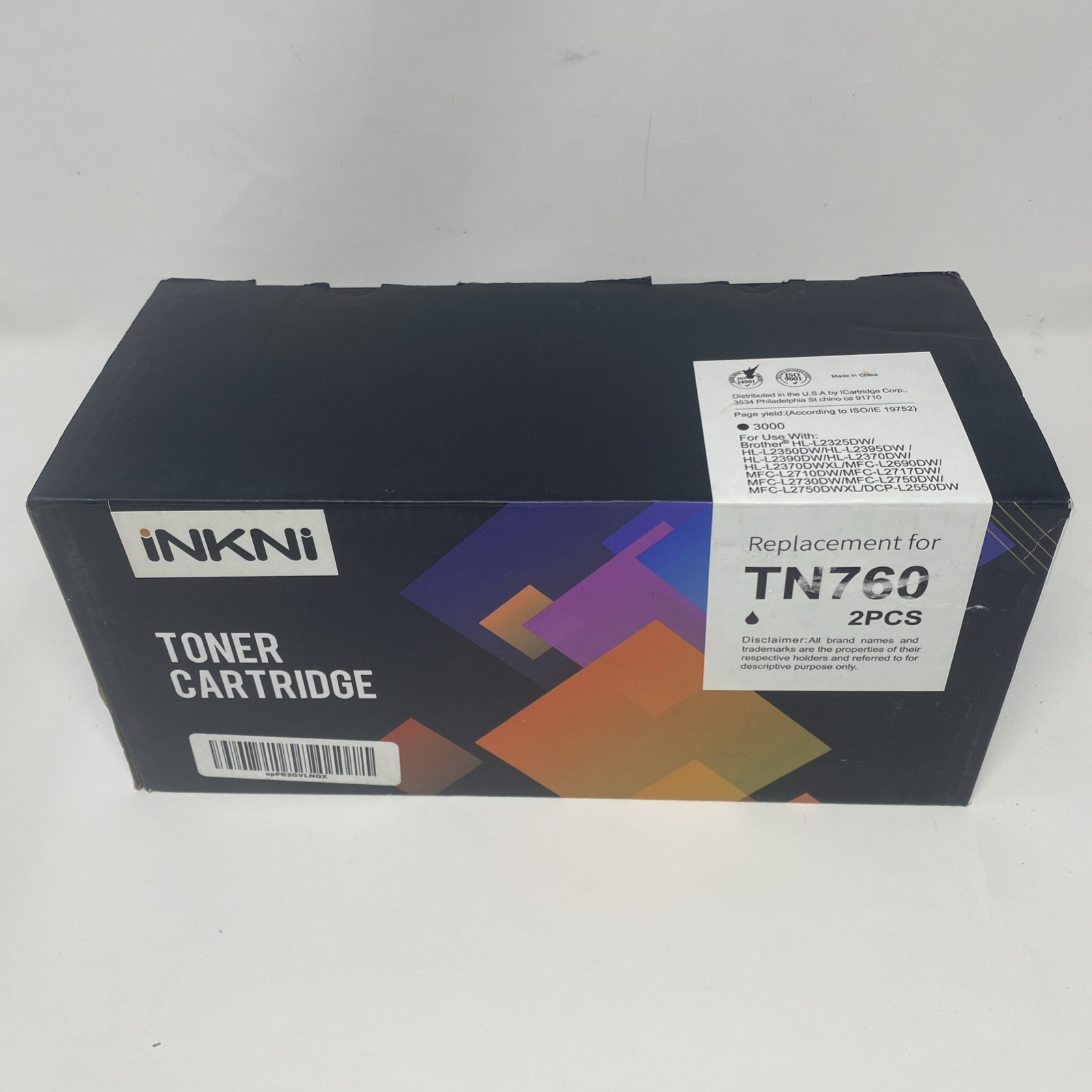 iNKNi TN760  2-pk High Yield Black Toner Cartridge-NIB-Sealed Cartridges