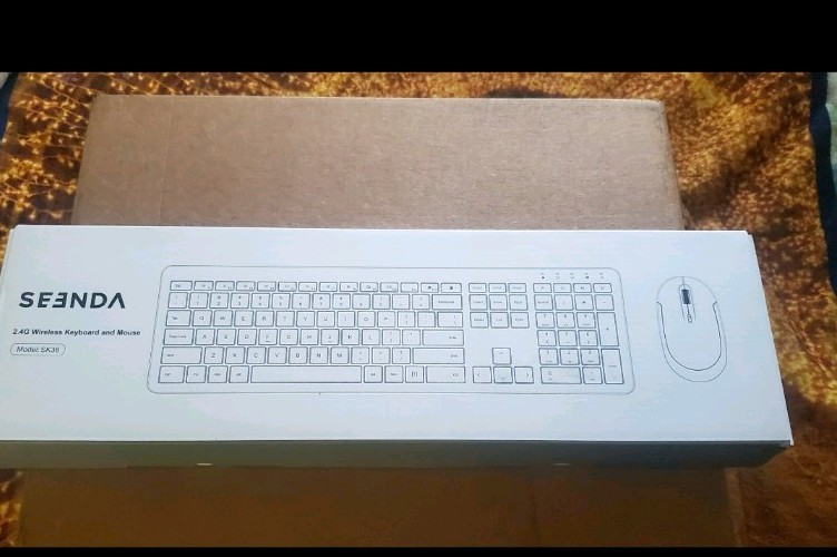 Seenda Rechargeable Wireless Keyboard Mouse Combo, White & Silver, Model: SK38