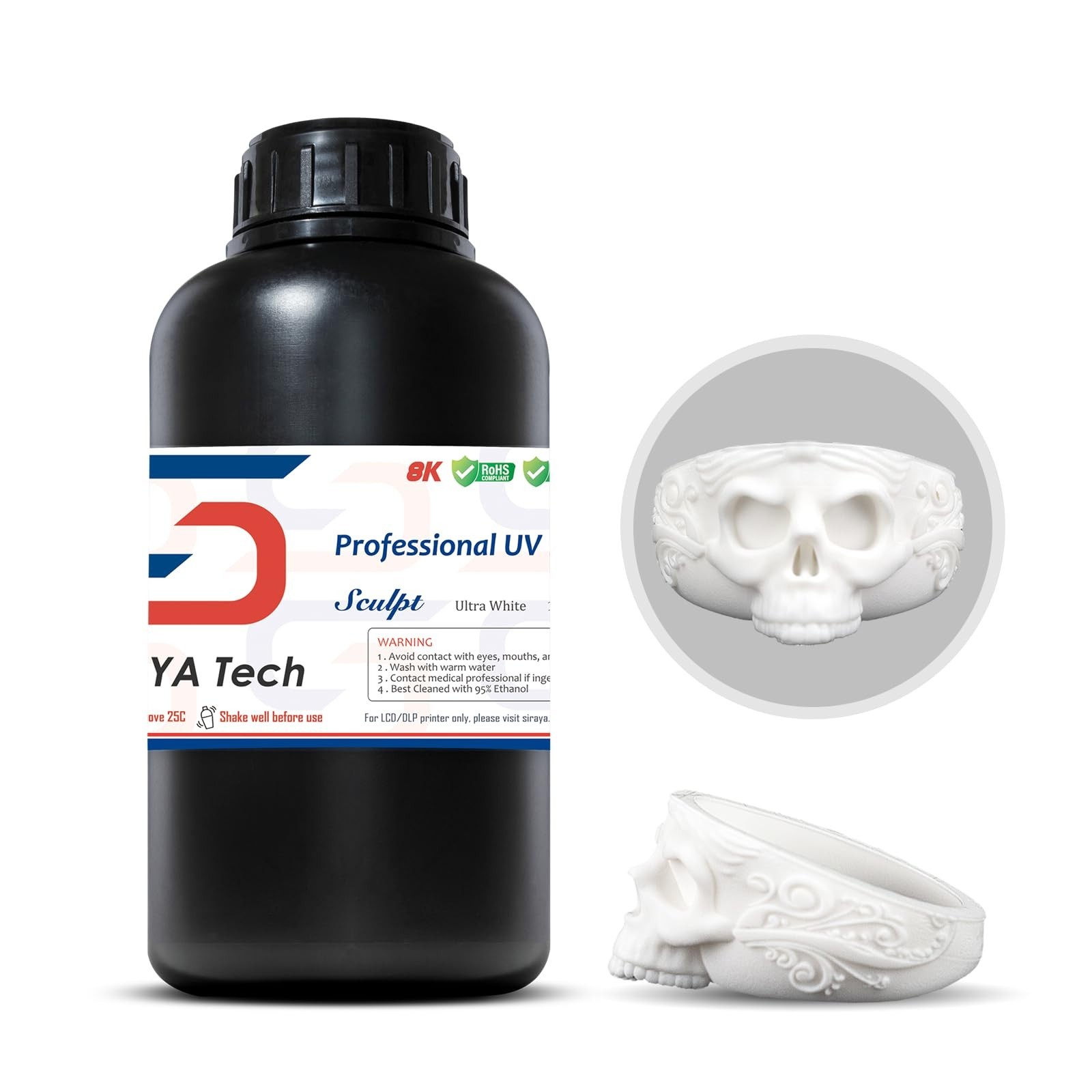 High-Temp Resistant 3D Printer Resin, Ultra White, 1kg - Perfect for Precision P