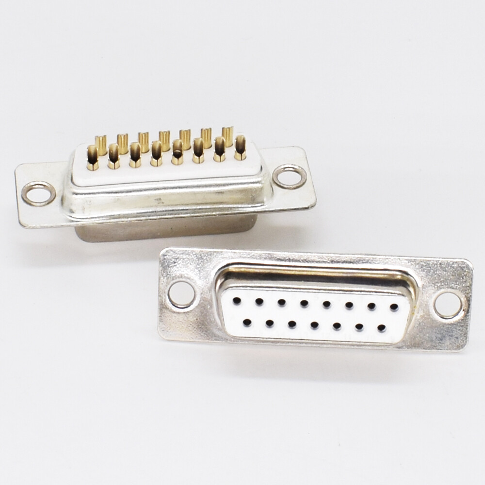 50pcs Gold Pin 15pin 2 Row D-Sub Female Socket Solder Chassis Connector RS232