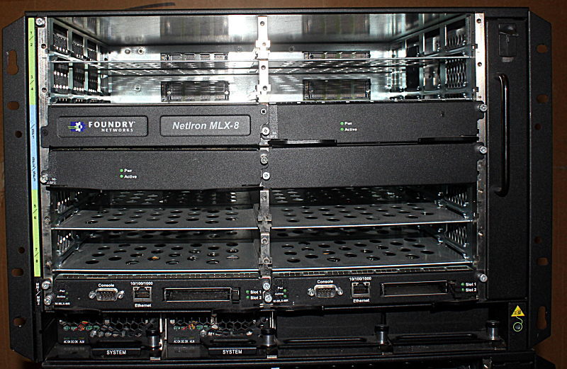 Brocade NetIron NI-MLX-8-AC Dual Fabric,  Dual MR & Power Supply 2xAvailable