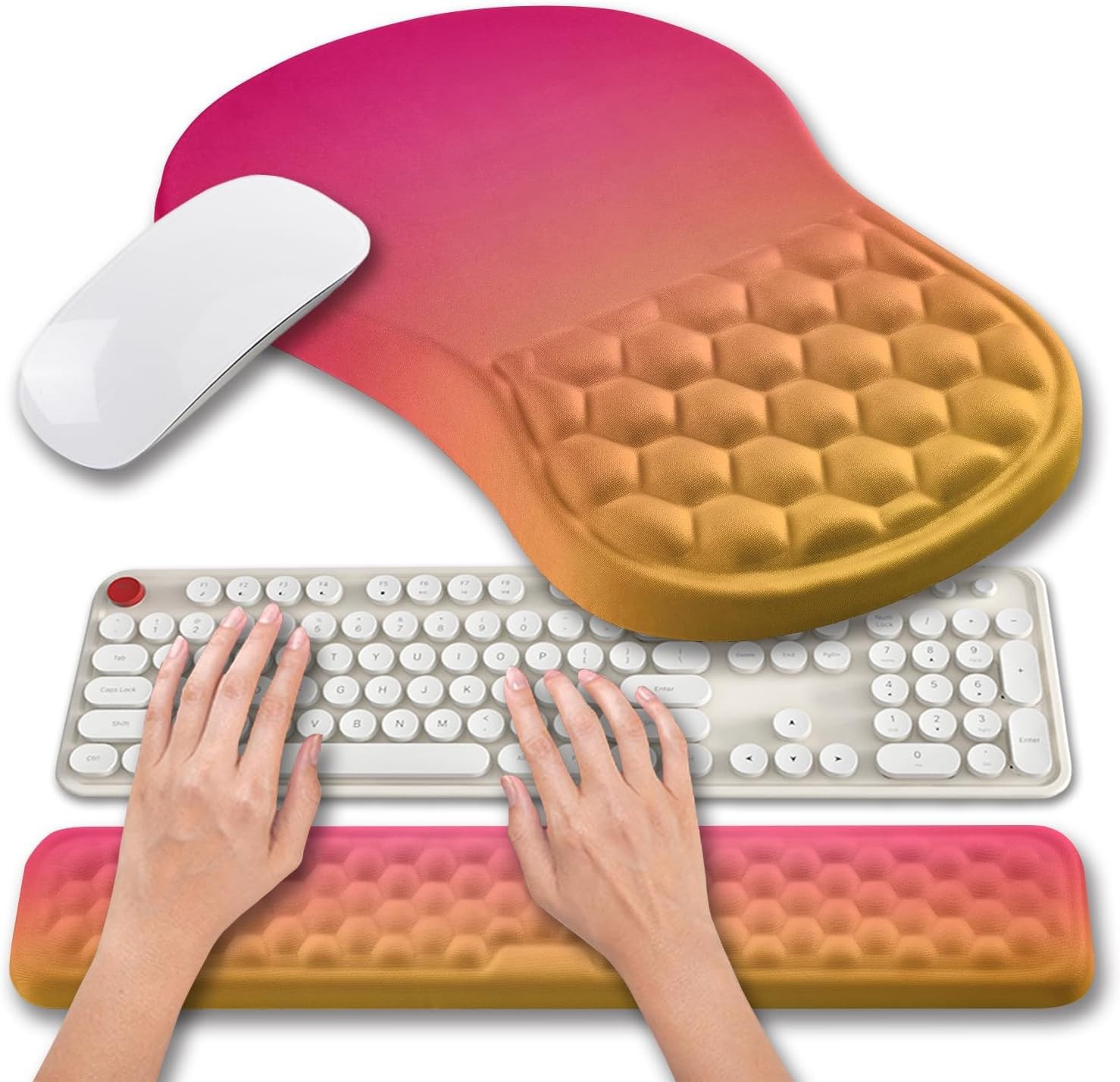 2in1 Ergonomic Keyboard Mouse Pad Wrist Rest Memory Gel Support Sunset Glow